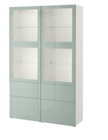 Online Designer Business/Office Besta Storage combination  in Selsviken high gloss white with clear glass doors.