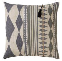 Online Designer Living Room Ben Modern Square Blue Beige Linen Decorative Pillow