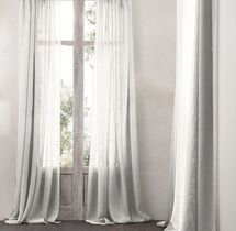 Online Designer Combined Living/Dining OPEN WEAVE SHEER LINEN DRAPERY