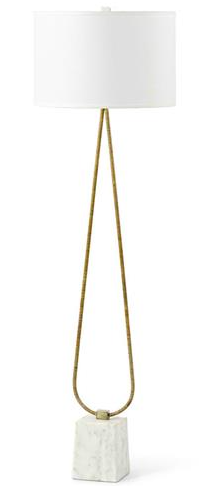 Online Designer Living Room Winston Hollywood Antique Brass Metal White Marble Base Floor Lamp