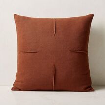 Online Designer Combined Living/Dining Tuck Brown Linen Throw Pillow