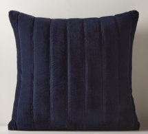 Online Designer Combined Living/Dining CHANNEL NAVY FAUX FUR THROW PILLOW WITH FEATHER-DOWN INSERT 18"