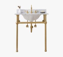 Online Designer Bathroom Aveline 30" Marble Top Single Sink Vanity