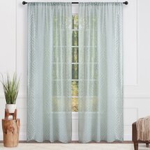 Online Designer Bedroom Leaf Botanical Textured Pattern Voile Sheer Curtain Panel Set