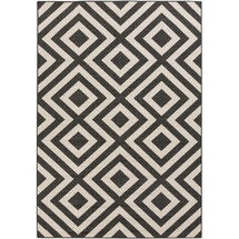 Online Designer Home/Small Office Alfresco Hand-Woven Black / Beige Area Rug