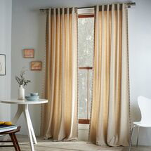 Online Designer Living Room Studded Wool Curtain - Heathered Oatmeal