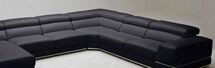 Online Designer Combined Living/Dining Wynn Black Leather Sectional - Corner Section