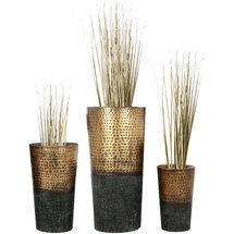 Online Designer Dining Room Set of 3 Hammered Iron Planters