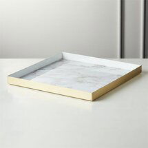 Online Designer Living Room ACTIVE LARGE WHITE MARBLE TRAY