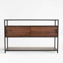 Online Designer Combined Living/Dining Knox Black Trim and Walnut 56" Storage Media Console