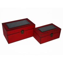 Online Designer Bedroom 2 Piece Wooden Treasure Box Set with Bevelled Mirror