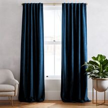 Online Designer Dining Room Worn Velvet Curtain, Regal Blue, 48"x108"