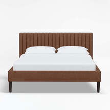 Online Designer Bedroom Camilla King Faux Leather Brown Channel Bed