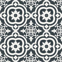 Online Designer Bathroom DELLA TORRE Cementina Black and White 8-in x 8-in Glazed Ceramic Encaustic Tile