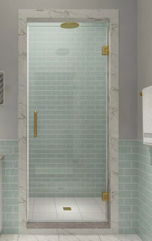 Online Designer Bathroom Kinkade XL 80" High x 28" Wide Hinged Frameless Shower Door with Clear Glass