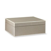 Online Designer Combined Living/Dining Faux Shagreen Box, Ivory