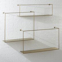 Online Designer Combined Living/Dining antiqued brass large floating shelves set of 3