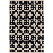 Online Designer Combined Living/Dining Geometric Black White Rug