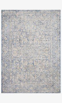 Online Designer Combined Living/Dining Pandora Blue and Gold Rug