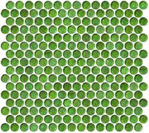 Online Designer Bathroom Penny Round Green Iridescent Glass Tile