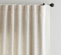 Online Designer Hallway/Entry Emery Border Linen/Cotton Rod Pocket Curtain, 50 x 96", Oatmeal/Ivory