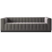 Online Designer Combined Living/Dining Forte 101" Extra-Large Channeled Sofa With Black Base Luca Storm