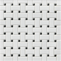 Online Designer Bathroom Basketweave Matte White with Black Porcelain Mosaic Wall and Floor Tile