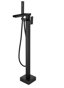 Online Designer Bathroom Black Single Handle Floor Mounted Freestanding Tub Filler