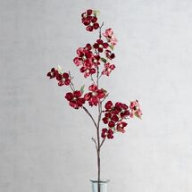 Online Designer Living Room Red Velvet Dogwood with Faux Pearls Spray