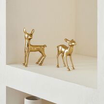 Online Designer Living Room Vintage Cast Metal Deer Figurines - Polished Brass