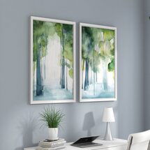 Online Designer Bedroom 'Through the Haze Diptych' By Christine Lindstrom 2 Piece Framed Watercolor Painting Print Set