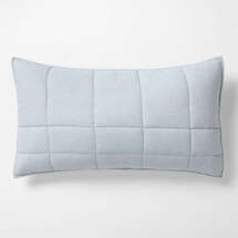 Online Designer Bedroom Organic Cotton Heathered Mist Blue Grid King Bed Pillow Sham