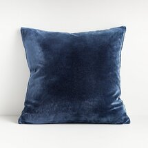 Online Designer Living Room Regis Blue 20" Velvet Pillow