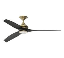 Online Designer Other 60" Spitfire Indoor/Outdoor Ceiling Fan With LED Kit, Brushed Satin Brass Motor With Black Blades