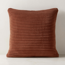 Online Designer Home/Small Office Paola Pleated Sienna Brown Velvet Throw Pillow with Feather-Down Insert 20"