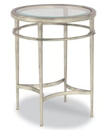 Online Designer Bathroom Madeline Glass Top End Table, Silver