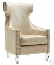 Online Designer Living Room Gramercy Gold Croc Velvet Wing Chair