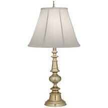 Online Designer Living Room Stiffel Turned Column Milano Silver Table Lamp 