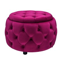 Online Designer Bedroom Amaanah 28'' Wide Velvet Tufted Round Storage Ottoman with Storage