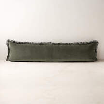 Online Designer Bedroom BETTIE FOREST GREEN VELVET LUMBAR PILLOW WITH DOWN-ALTERNATIVE INSERT 48''X12''