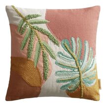 Online Designer Business/Office Embroidered Monstera Leaf Indoor Outdoor Throw Pillow