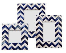 Online Designer Combined Living/Dining Asst. of 3 Siena Frames, Blue/Ivory