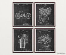 Online Designer Living Room Harley Davidson Poster - Set of 4 Prints - Harley Poster - Harley Davidson Motorcycle 