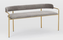 Online Designer Combined Living/Dining Lenox Dining Bench 52", Worn Velvet, Blackened Brass