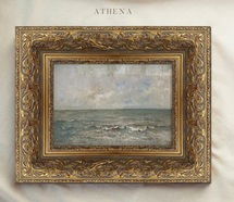 Online Designer Bedroom Vintage Art Framed, Vintage Muted Seascape Painting, Shelving Decor Ideas, Ornate Gold Framed