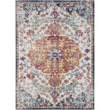 Online Designer Living Room Hillsby Oriental Orange/Navy Area Rug