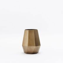 Online Designer Living Room Faceted Metal Vase, Brass