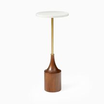 Online Designer Living Room Hudson Collection Drink Table, Walnut, White Marble