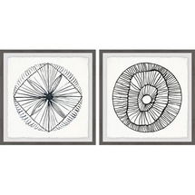 Online Designer Living Room 'Weaved Floral II Diptych' 2 Piece Framed Drawing Print Set