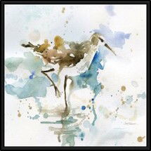 Online Designer Bathroom 'Malibu Sand Piper' Framed Print on Canvas